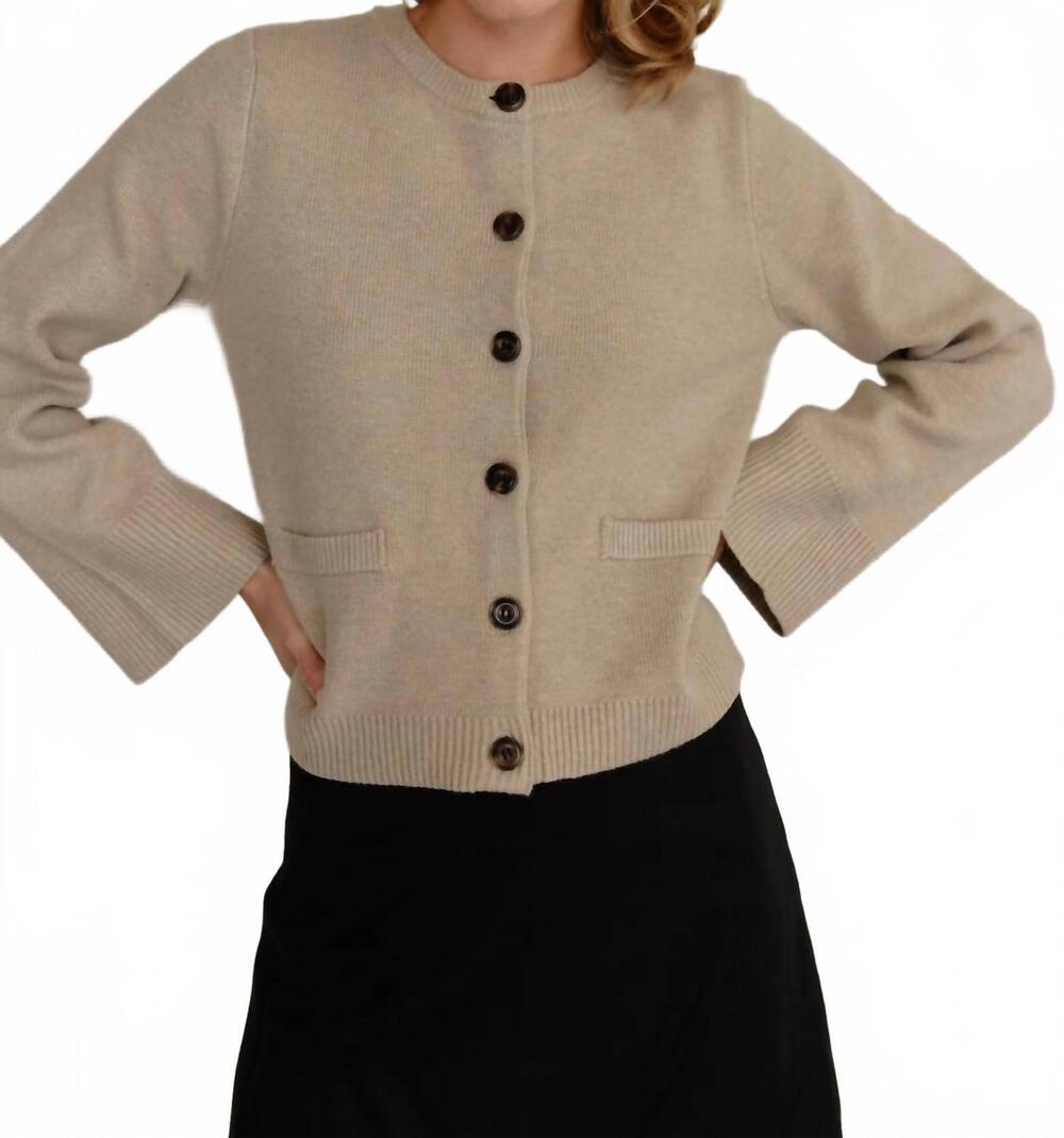 NEW MOD REF flared sleeve cardigan in beige